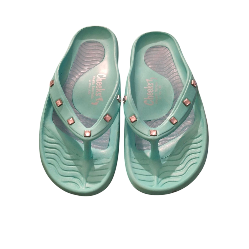 Cheeks Aqua Sandals with Stud Accents